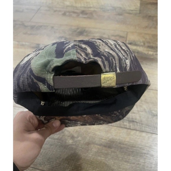 Vintage‎ 90s Realtree Camo Rope Hat Brass Strapback Raven Wear Made in Canada - Picture 6 of 7